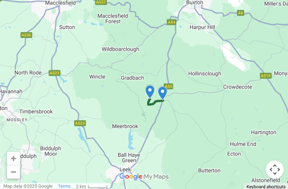 Location map for Peak District Retreat at Shawbottom, just off the A53